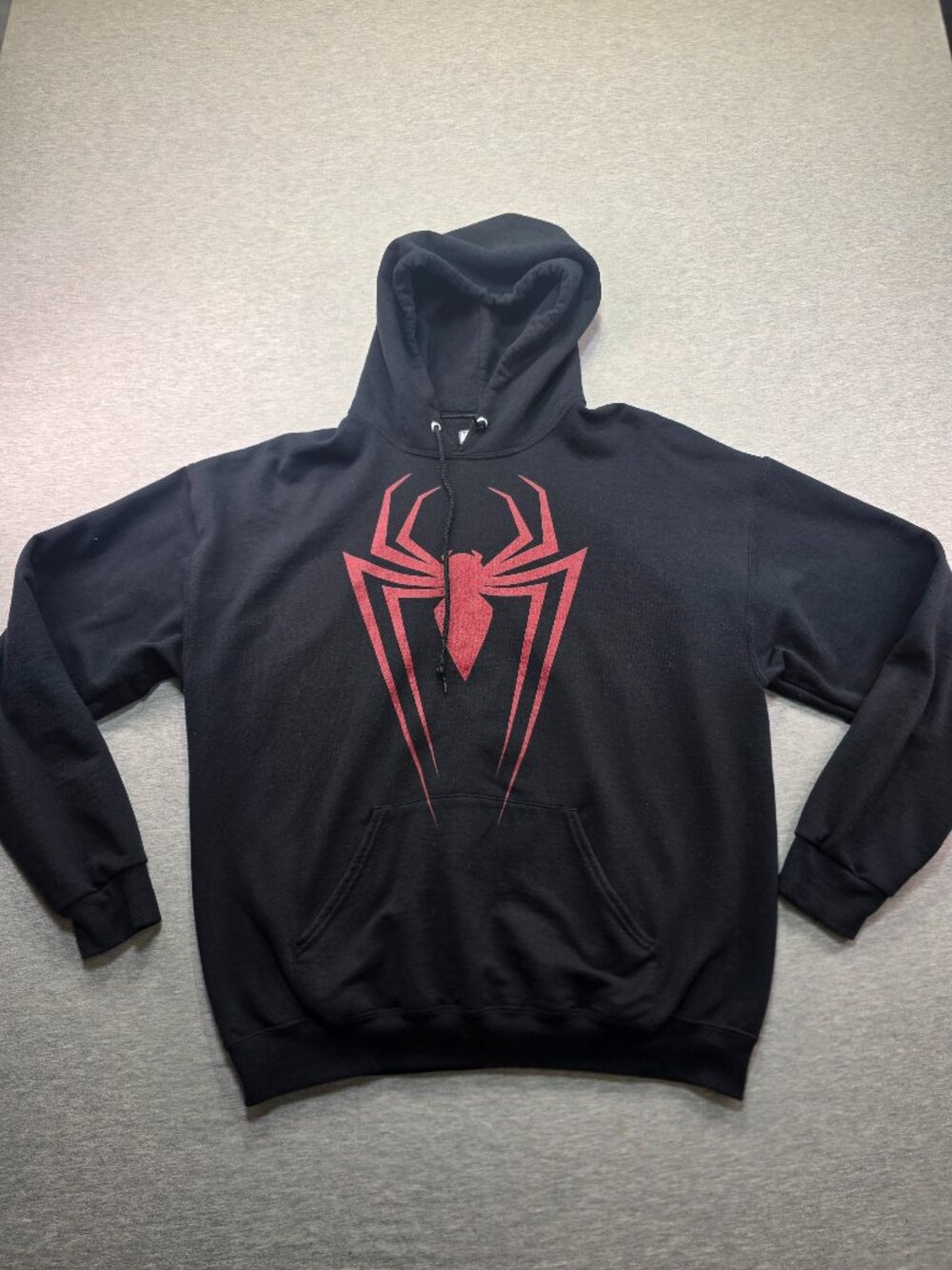 Marvel Spider-Man Red Spider Logo Pullover Hoodie Black Size XL